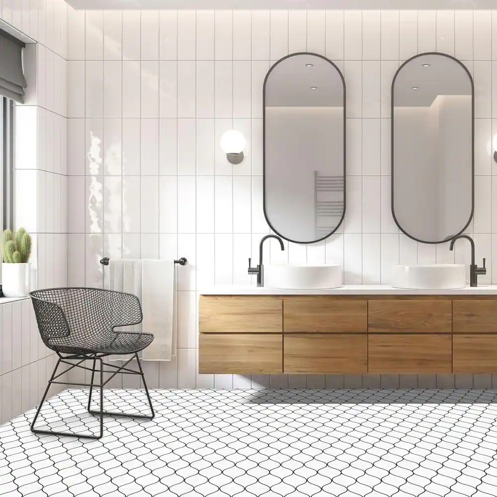 ACHIM Retro 12x12 Self Adhesive Vinyl Floor Tile - Scallop - 20 Tiles/20 sq. ft.