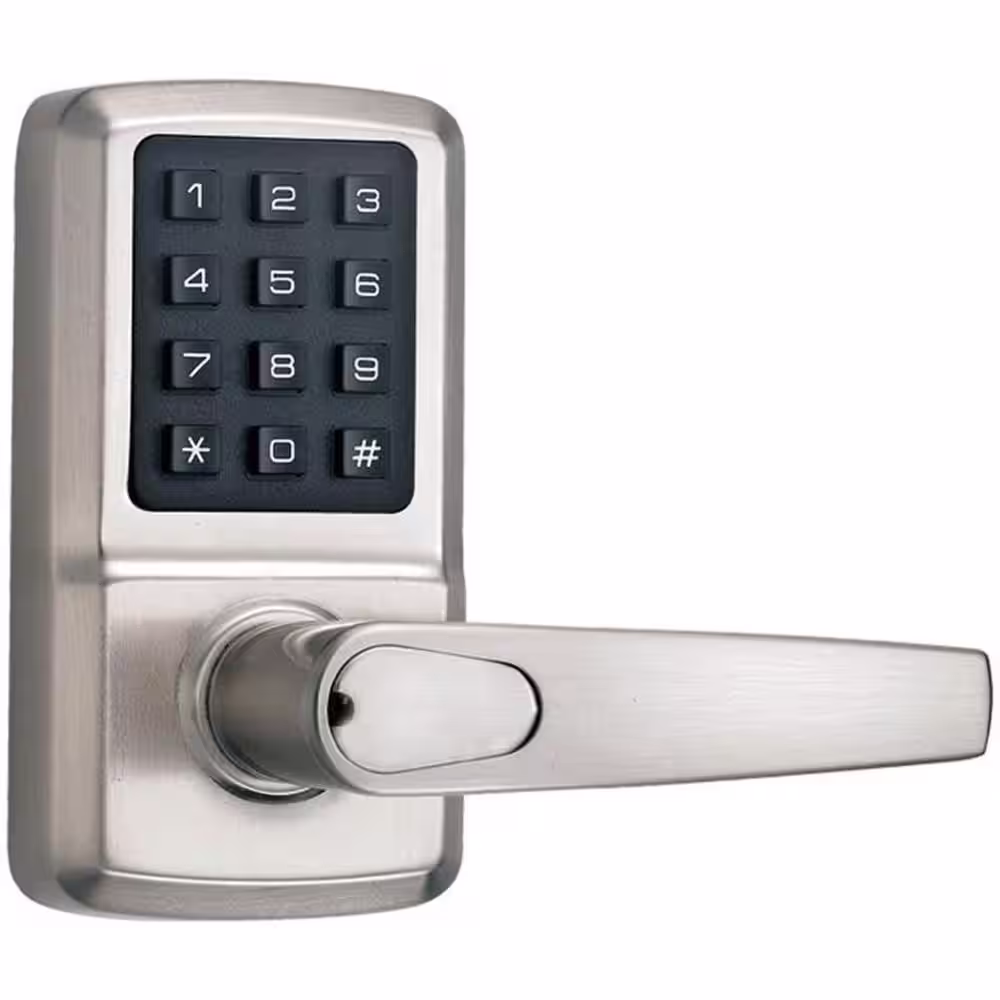 DELANEY HARDWARE Single-Cylinder Satin Nickel Digital Door Handle with Milton Left-Handed