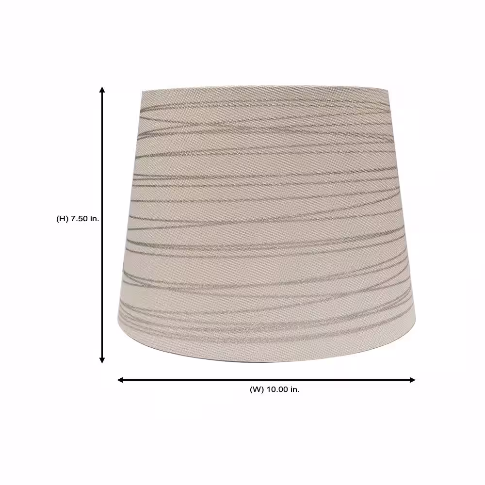Hampton Bay Mix and Match 10 in. Dia x 7.5 in. H White with Silver Foil Stripes Round Accent Lamp Shade