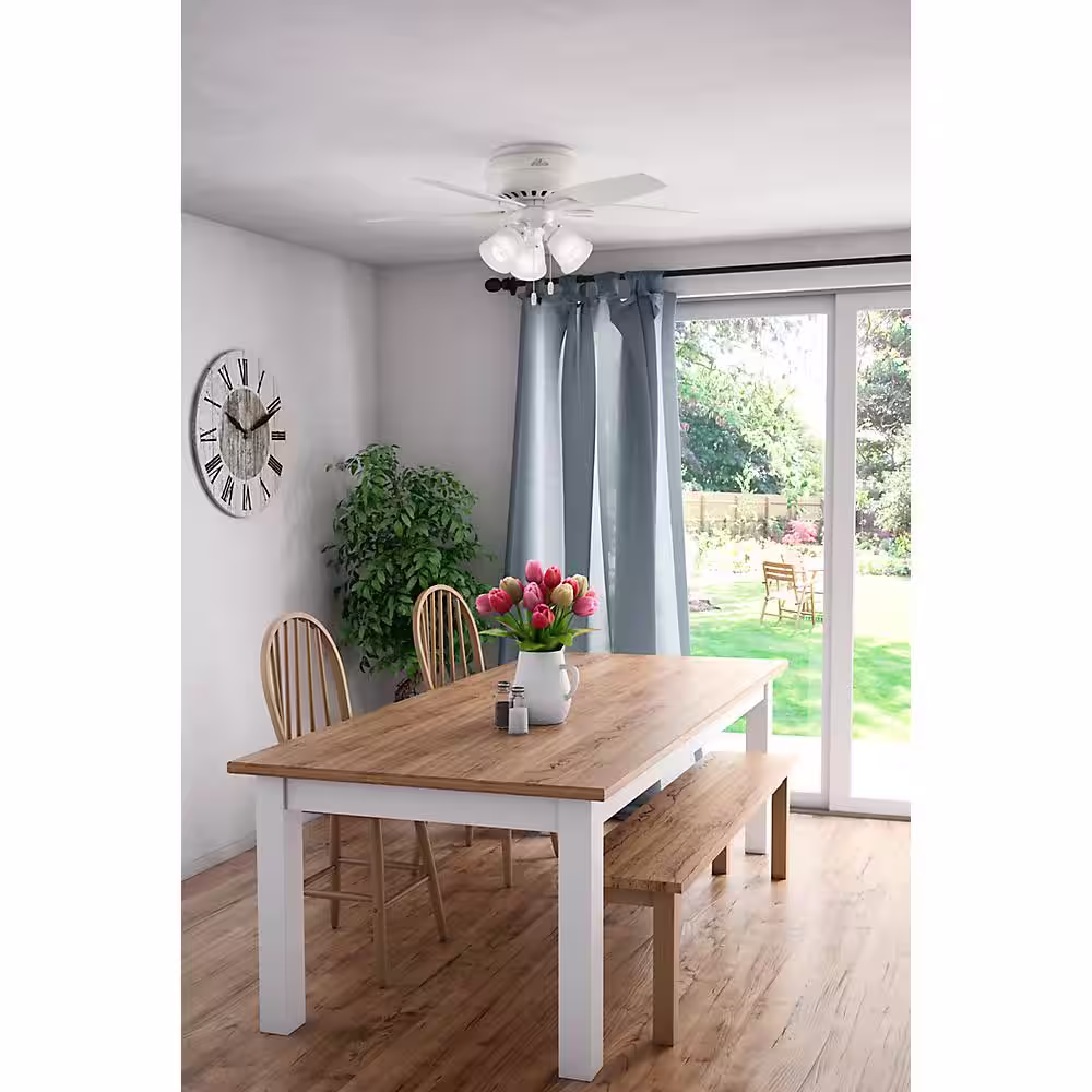 Hunter Newsome 42 in. LED Indoor Low Profile Fresh White Ceiling Fan with 3-Light Kit
