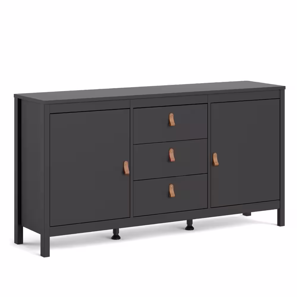 Tvilum Madrid Black Matte Sideboard with 2-Doors and 3-Drawers