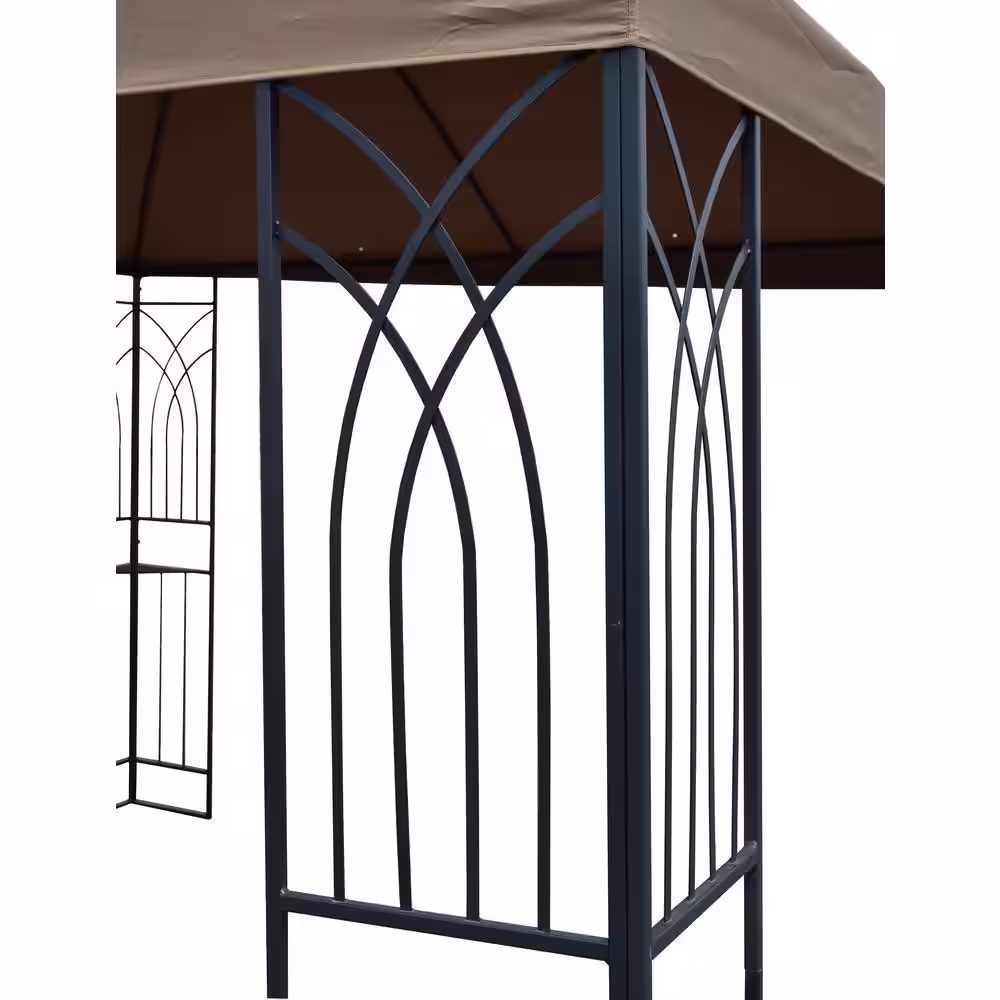 APEX GARDEN âSymphony III 10 ft. x 10 ft. Single-Tier Steel Gazebo with Mosquito Net, Privacy Screen and Planter Holders
