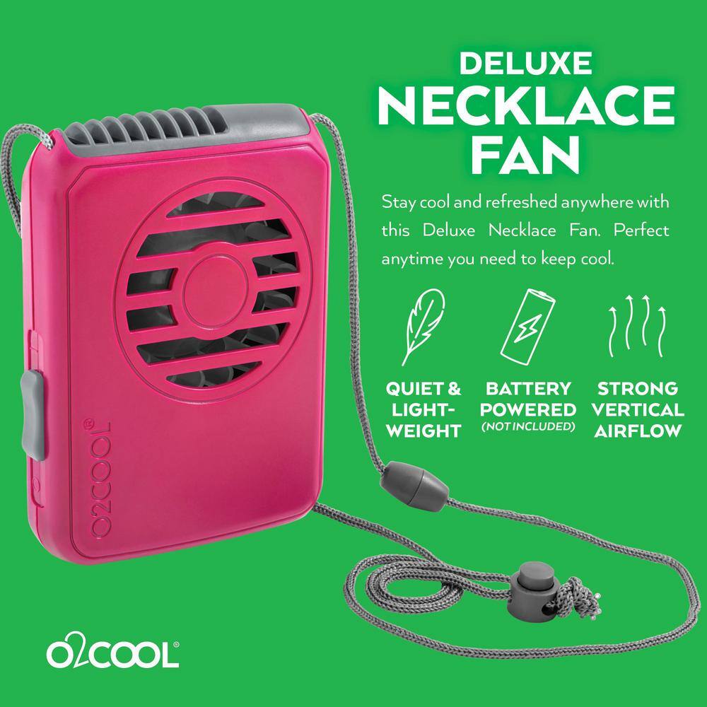 O2COOL Deluxe 2.5 in. Necklace Personal Fan in Raspberry