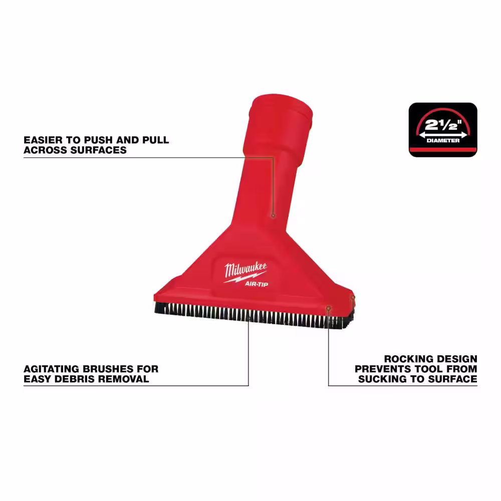 Milwaukee AIR-TIP 2-1/2 in. Rocking Utility Nozzle Attachment With Brushes for Wet/Dry Shop Vacuums (1-Piece)