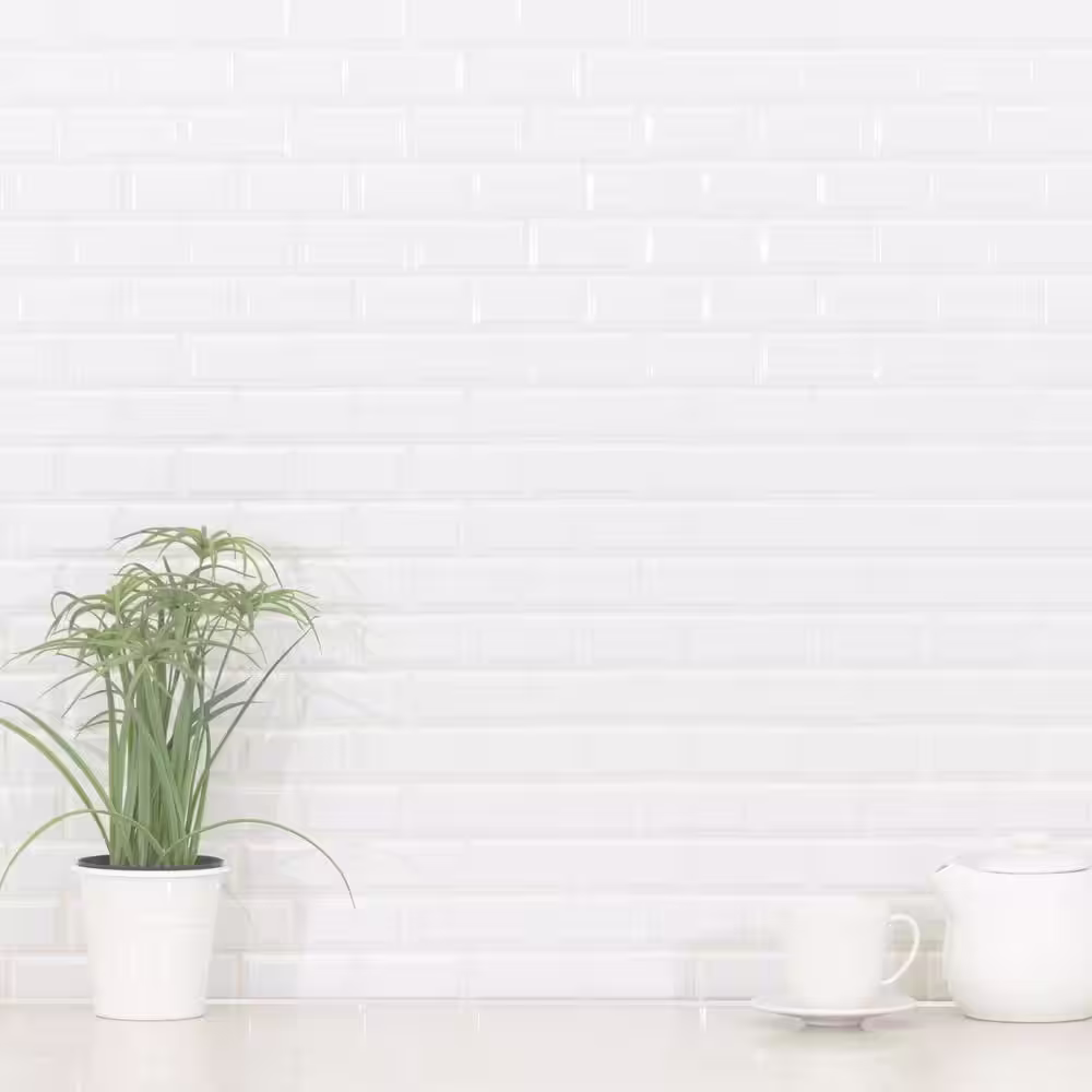 MSI Beveled White Subway 11.89 in x 11.97 in. Glossy Porcelain Mosaic Tile (14.85 sq. ft./case)