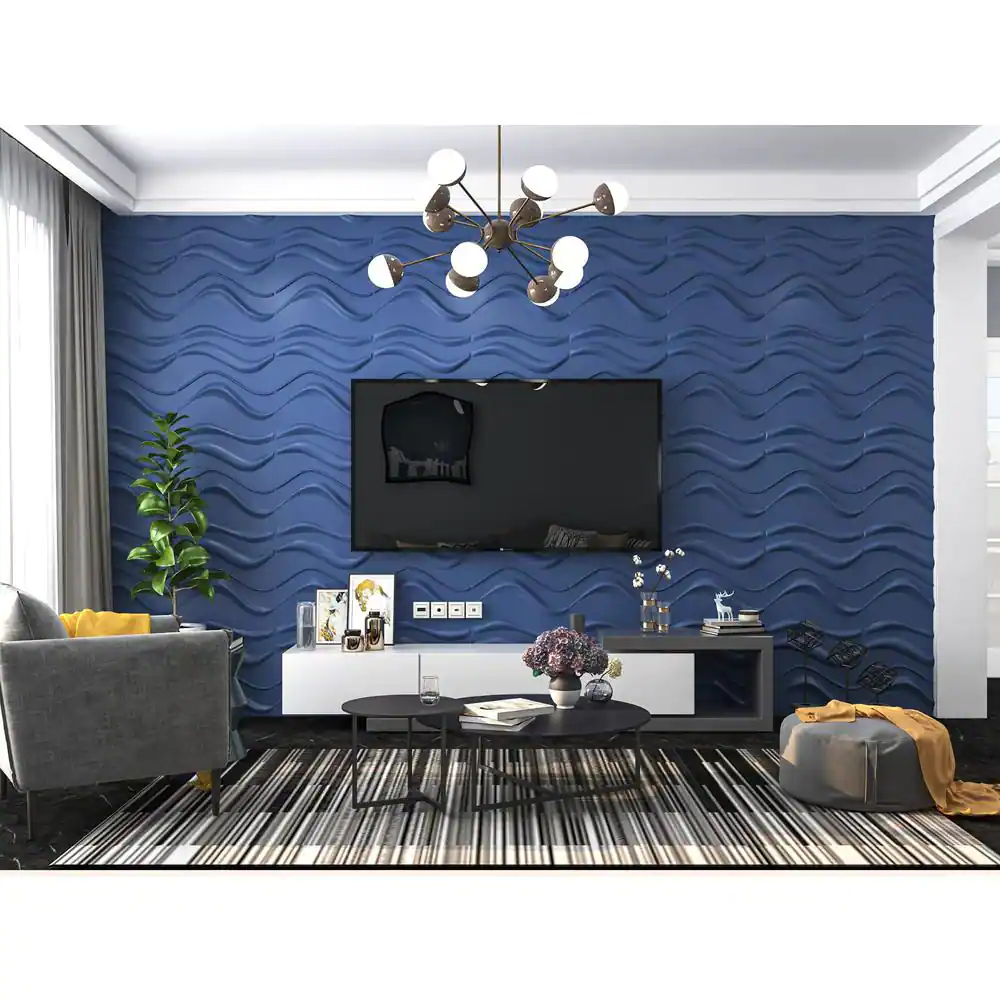 Art3dwallpanels Navy Blue Waver Decorative Wall Panel 3D Wall Tiles 19.7 in. x 19.7 in.( 32 sq. ft./Pack)