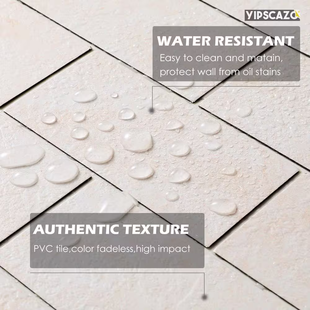 None Subway Collection Creamy Stone 12 in. x 12 in. PVC Peel and Stick Tile (5 sq. ft./5-Sheets)