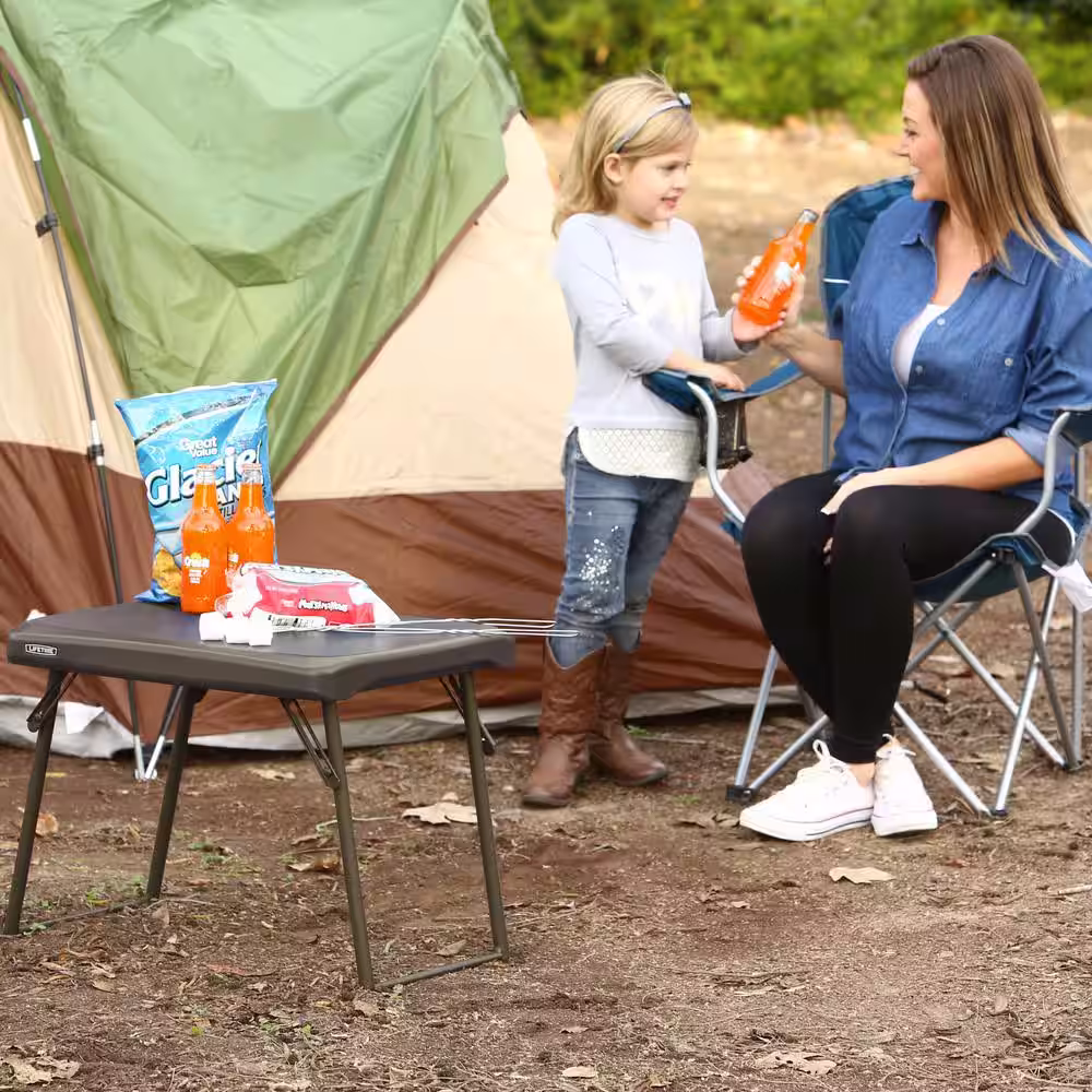 Lifetime 24 in. Brown Plastic Folding Side Table