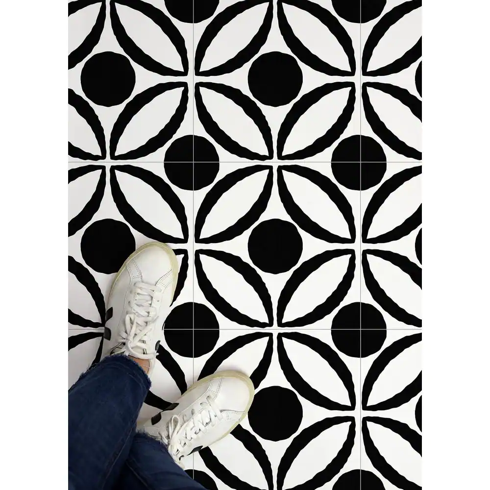 FloorPops Tory 12 in. W x 12 in. L Black Peel & Stick Vinyl Tile Flooring (20 sq. ft./case)