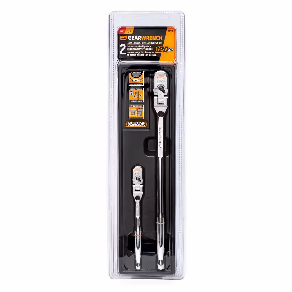 GEARWRENCH 120XP 1/4 in. and 3/8 in. Drive Locking Flex Head Ratchet Set (2-Piece)