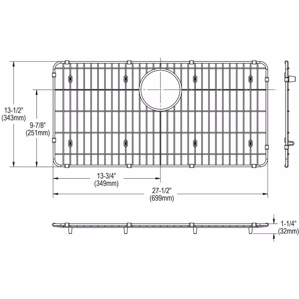 Elkay Quartz 27.5 in. x 13.5 in. Bottom Grid for Kitchen Sink in Stainless Steel