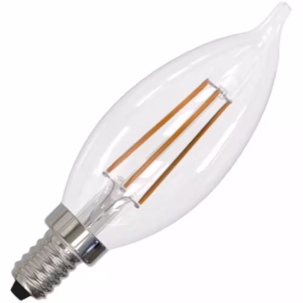 Bulbrite 60-Watt CA10 Clear Dimmable Edison Style Filament LED Light Bulb with (E12) Candelabra Screw Base, 3000K (4-Pack)