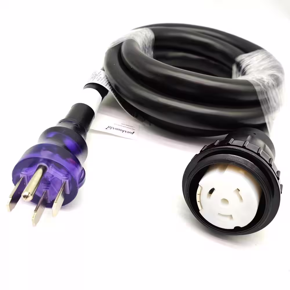 None 10 ft. STW 6/3+8/1 RV/Marine 50 Amp 125/250-Volt NEMA 14-50P Straight Plug to Twist Lock SS2-50R Generator Power Cord