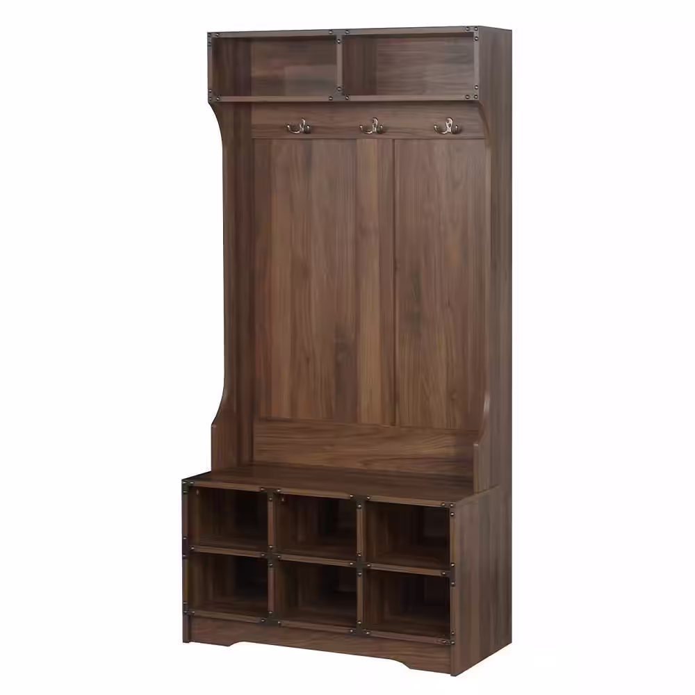 None Brunei Old Pine Hall Trees with Cubbies and Solid Wood