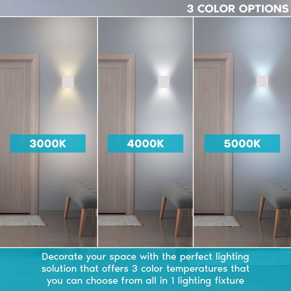 LUXRITE 4.75 in. White LED Up and Down Vanity Light 3 Color Selectable 15-Watt, 1000 Lumens, ETL Listed, Wet Rated (2-Pack)