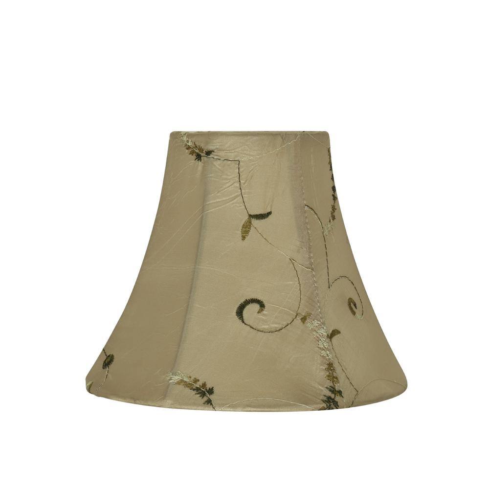Aspen Creative Corporation 6 in. x 5 in. Gold/Floral Embroidered Design Bell Lamp Shade (6-Pack)