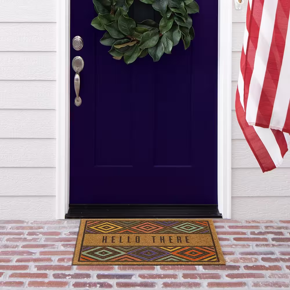 StyleWell Global Diamonds 18 in. x 30 in. Faux Coir Door Mat