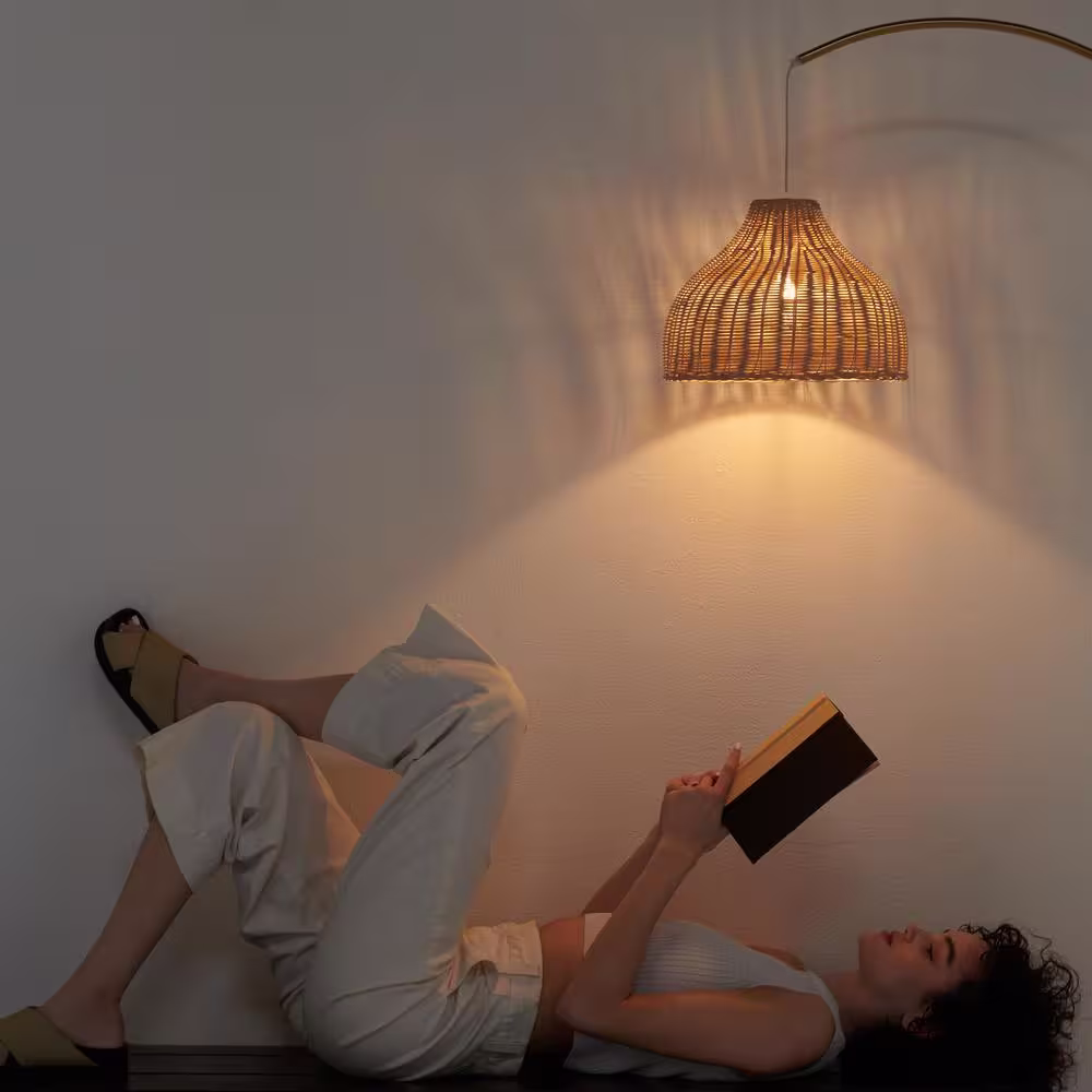 Brightech Lark 75 in. Brass Mid-Century Modern LED Arc Floor Lamp