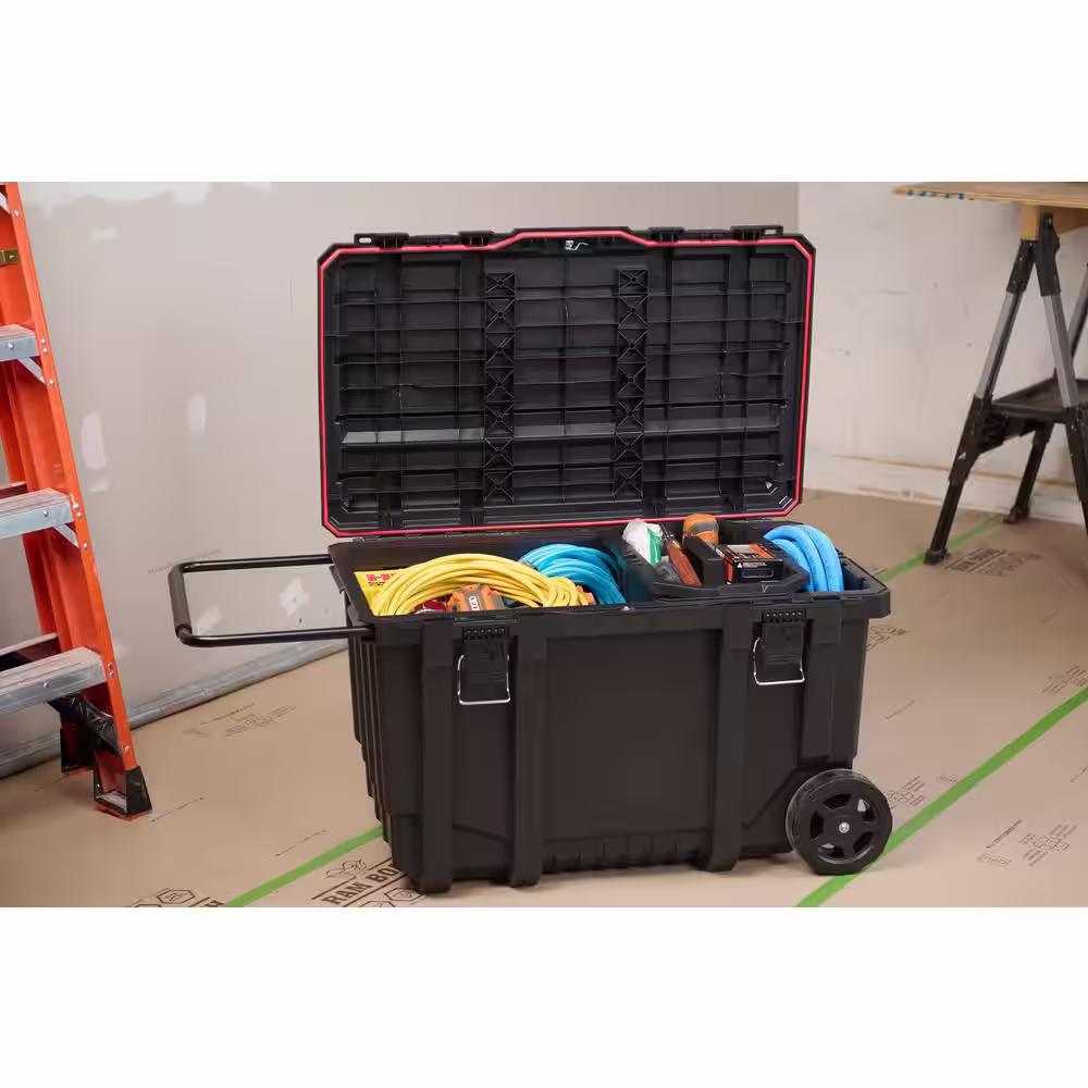 Husky 23 in. 50 Gal. Black Rolling Toolbox with Keyed Lock and Portable Hand Tool Tray
