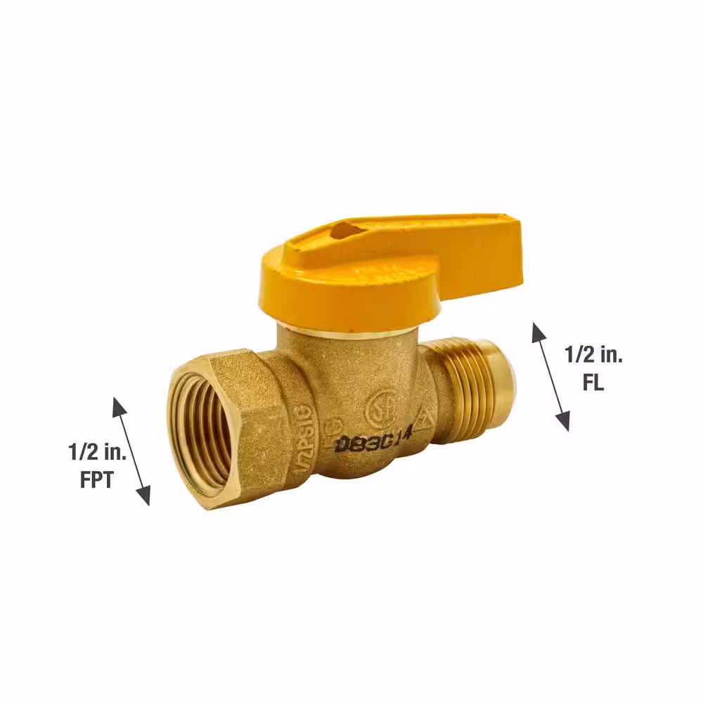 None 1/2 in. Brass FL x FPT 1-Piece Gas Valve