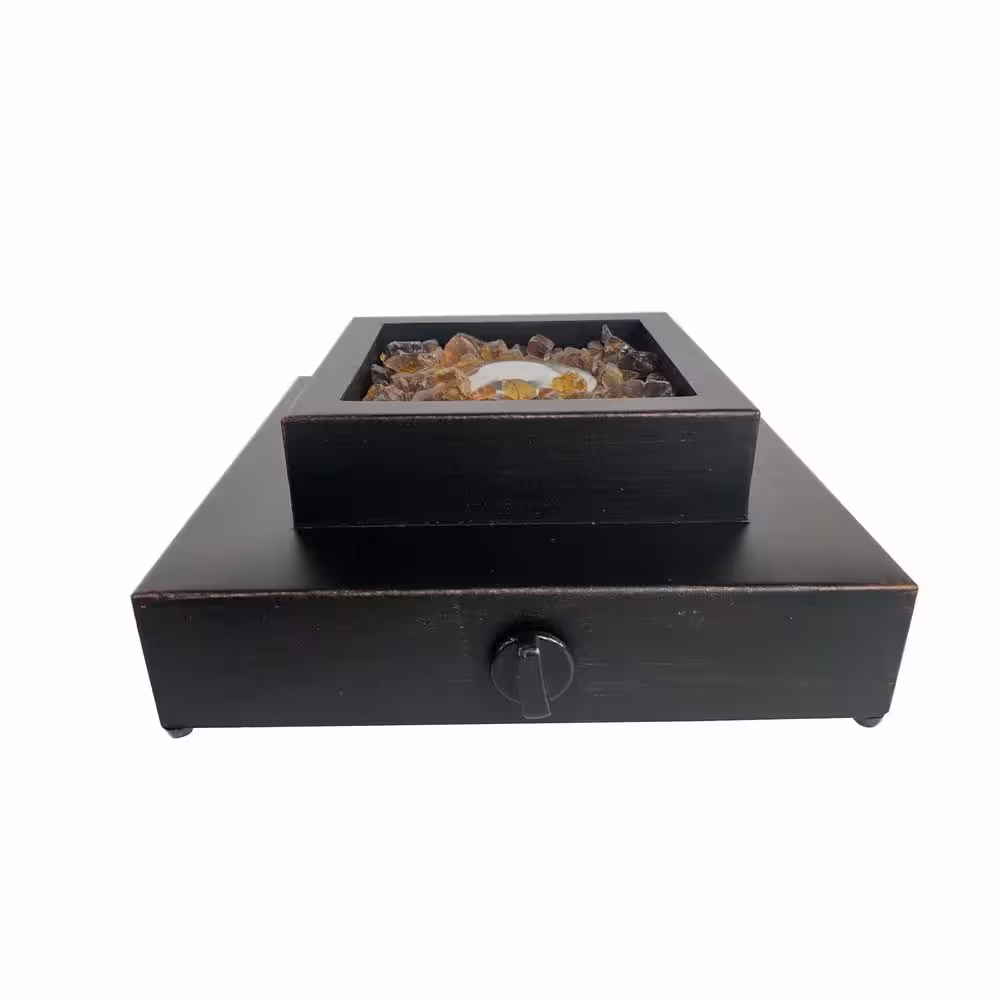 Hampton Bay 14 in. x 5.5 in. 8000 BTU Square Steel Propane Fire Pit in Antique Bronze