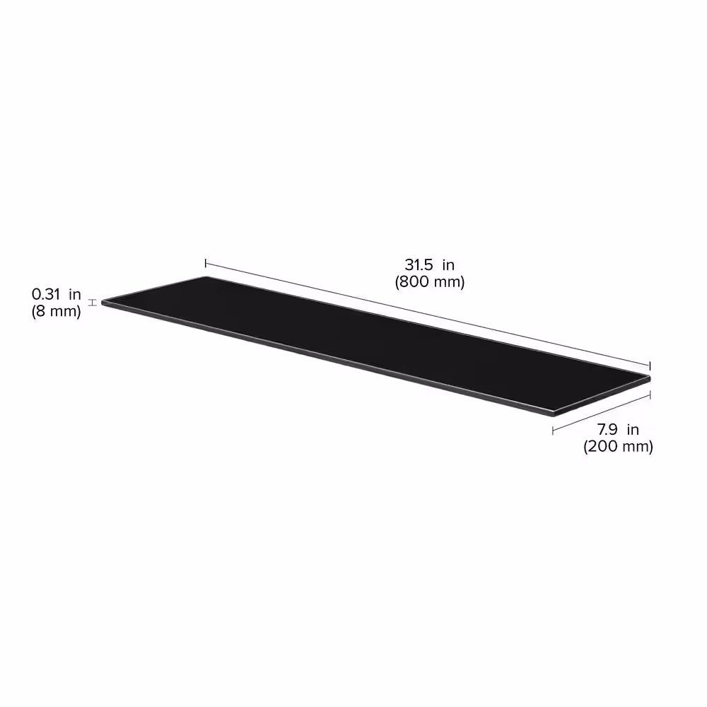 Dolle GLASSLINE 31.5 in. W x 7.9 in. D x 0.31 in. Black Glass Decorative Wall Shelf without Brackets
