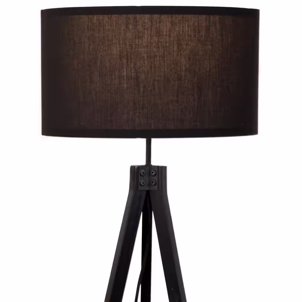 Brightech Eden 58 in. Black Wooden Tripod Floor Lamp