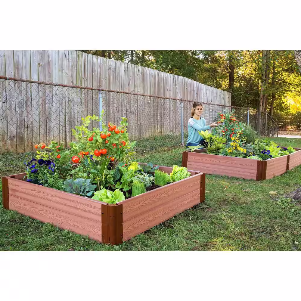 Frame It All 1 in. Profile Classic Sienna 4 ft. x 4 ft. x 11 in. Raised Garden Bed