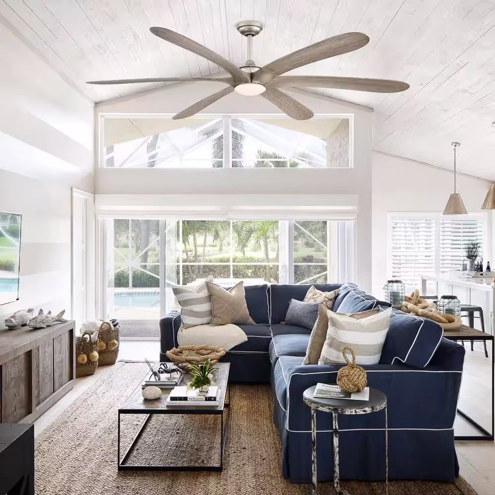Parrot Uncle Jaydn 72 in. Integrated LED Nickel Downrod Mount Ceiling Fan with Light and Remote Control