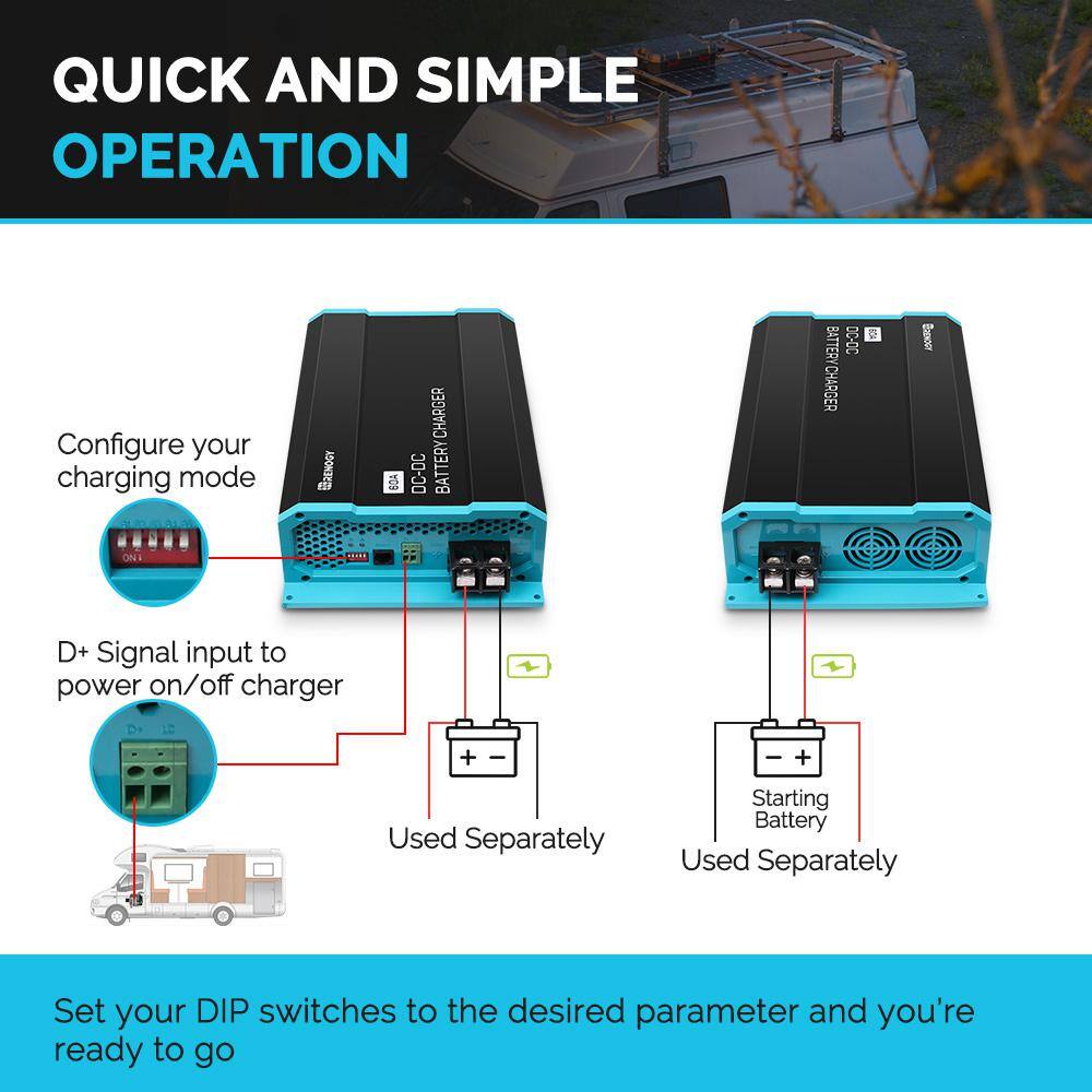Renogy 750-Watt Solar 12-Volt 60 Amp DC to DC On-Board Battery Charger for Flooded Gel AGM and Lithium Batteries