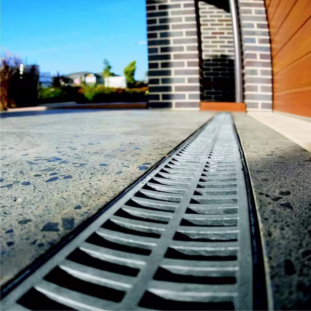 RELN Storm Drain Series 5 in. W x 5.25 in. D x 39.4 in. L Channel Drain Kit with Black Grate (3-Pack)