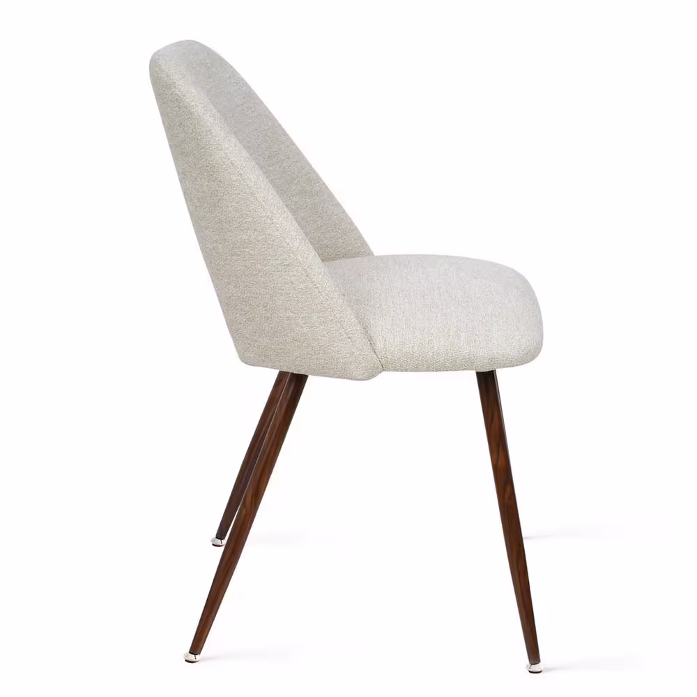None Upholstered Modern Cutout Back Dining Chair with Walnut Leg (Set of 4)
