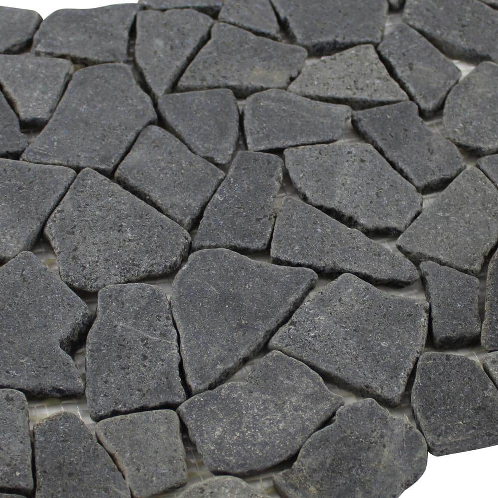 Rain Forest 12 in. x 12 in. Black Stone Mosaic Pebble Floor and Wall Tile (5.0 sq. ft. / case)