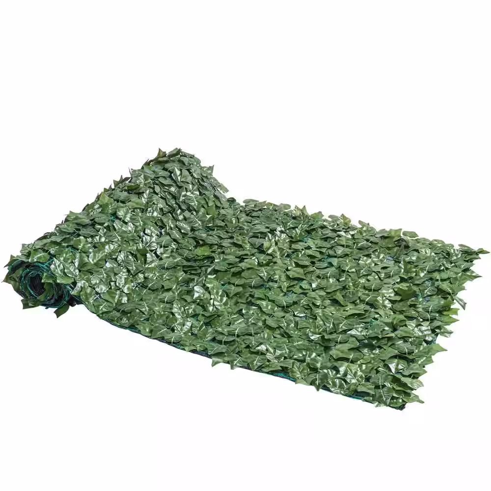 None 116 in. x 38 in. Artificial Faux Ivy Leaves Garden Ornaments Decorative Privacy Fence Screen with Mesh Backing Green