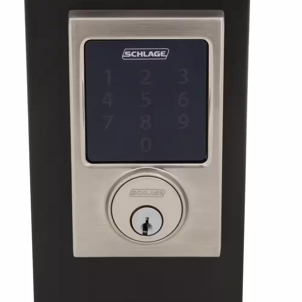 None Century Satin Nickel Electronic Connect Touchscreen Deadbolt with Alarm - Z-Wave Plus Enabled