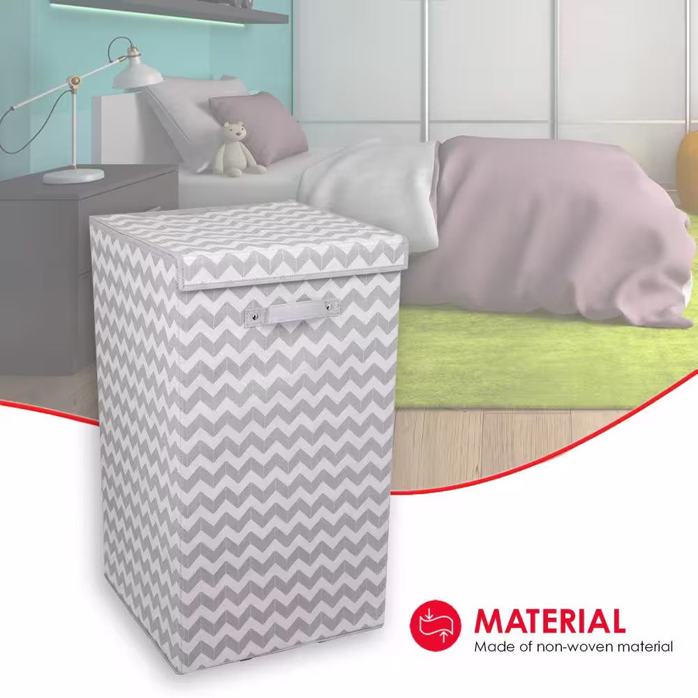 Home Basics Chevron Grey Laundry Hamper