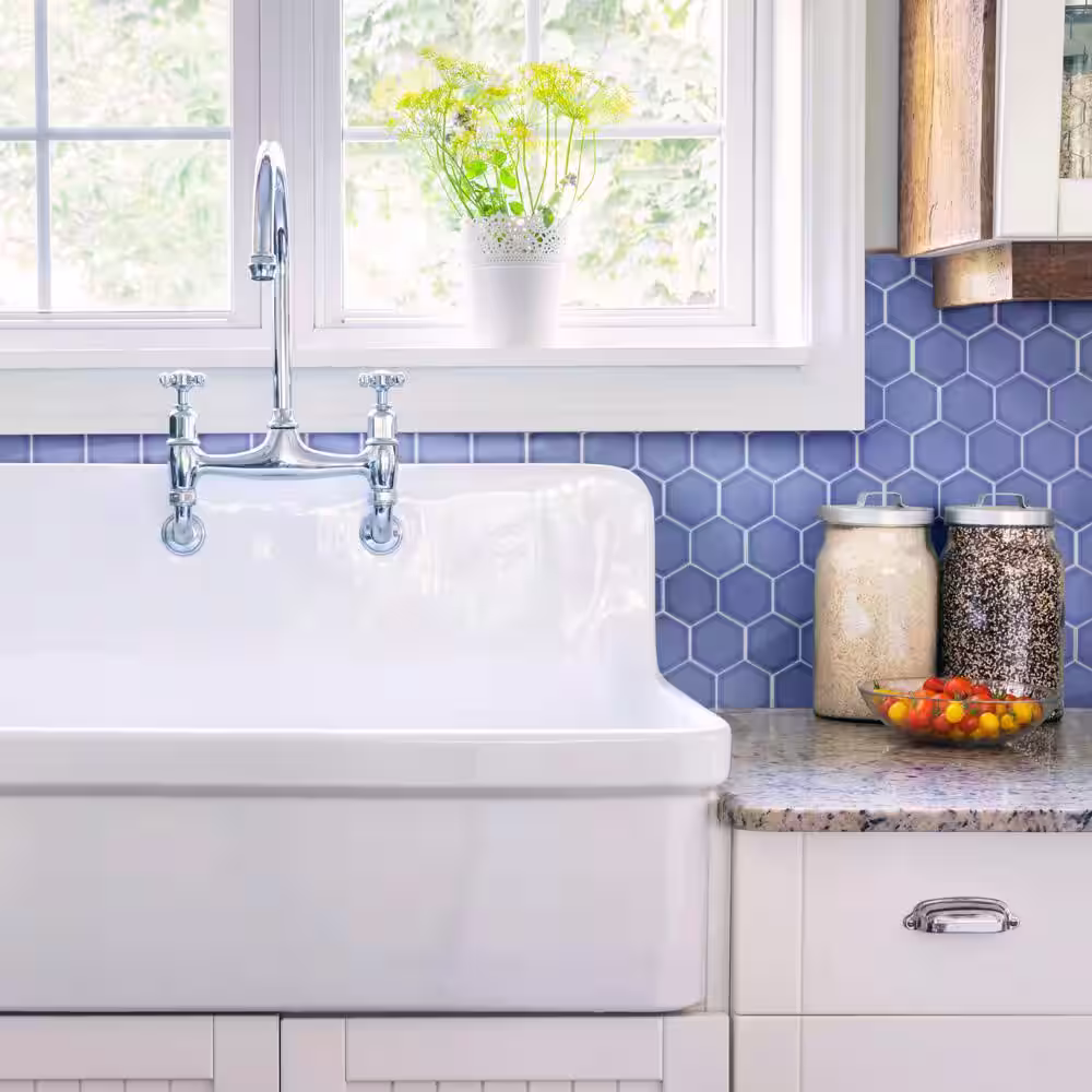 Merola Tile Tribeca 2 in. Hex Glossy Periwinkle 11-1/8 in. x 12-5/8 in. Porcelain Mosaic Tile (10.0 sq. ft./Case)