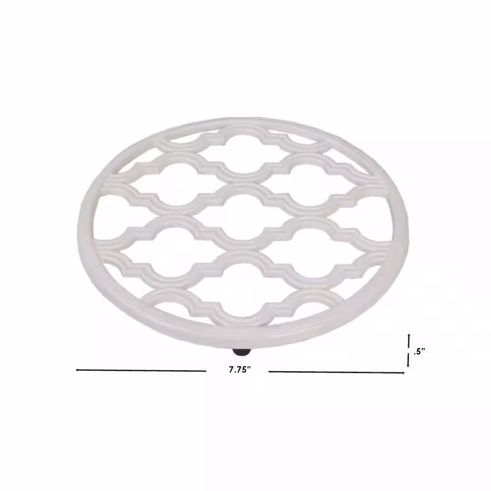 None Lattice Collection Cast Iron White Trivet