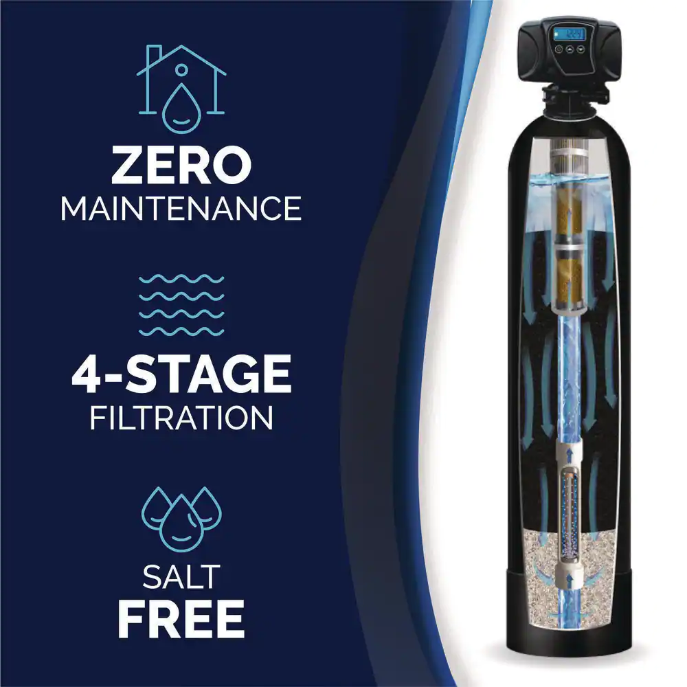 KING WATER FILTRATION Eco Series 15 GPM 4-Stage Municipal Water Filtration and Salt-Free Conditioning System (Treats up to 3 Bathrooms)