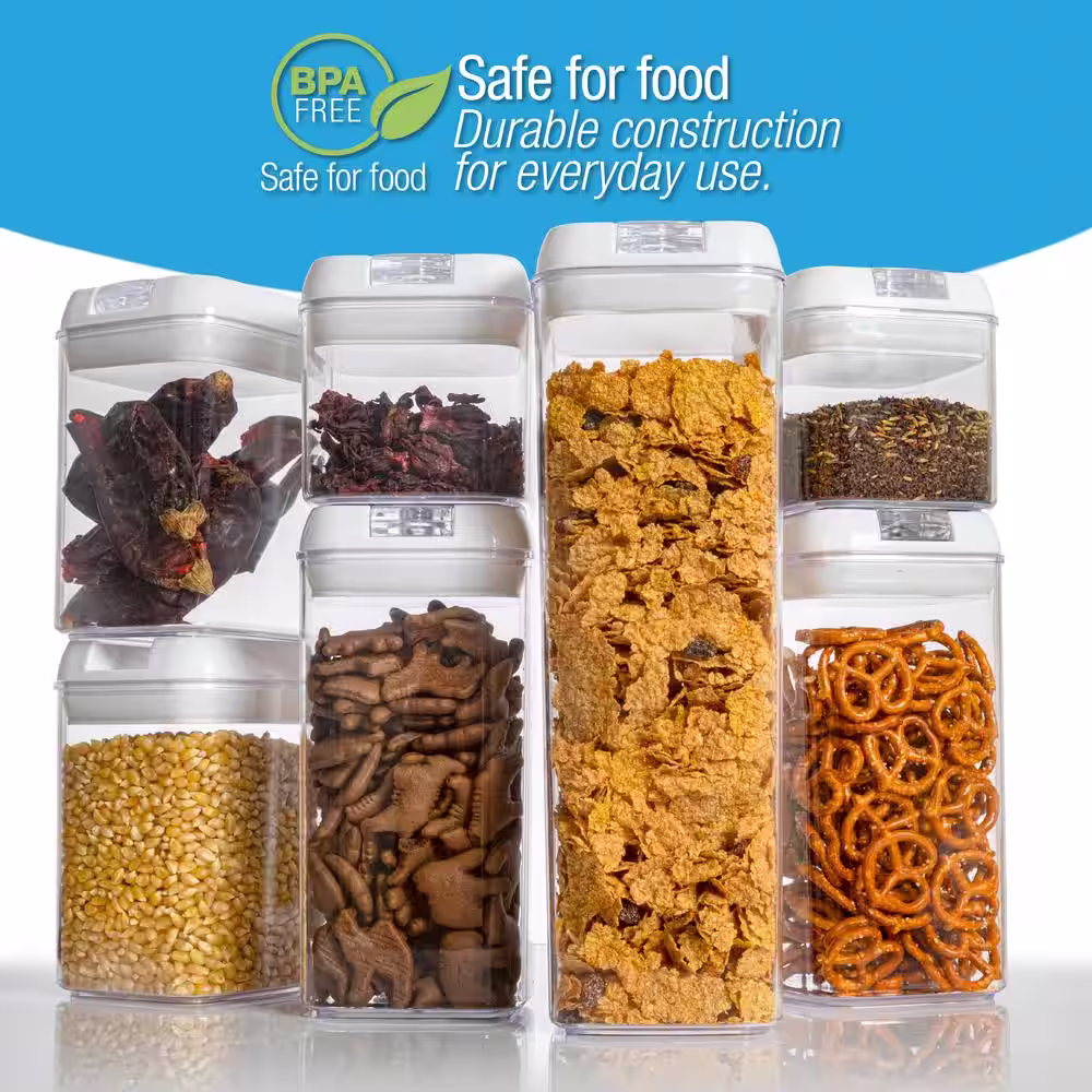 CHEER COLLECTION 7-piece Plastic Stackable Airtight Food Storage Container Set - White