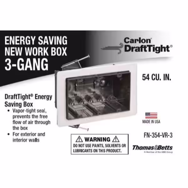 Carlon 3-Gang 54 cu. in. New Work Non-Metallic Vapor Tight Electrical Wall Box