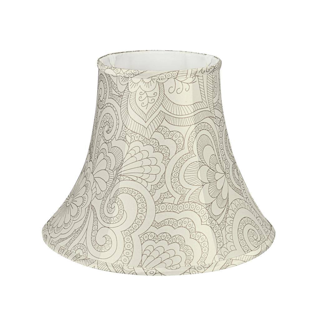 Aspen Creative Corporation 14 in. x 11 in. White and Grey Floral Print Bell Lamp Shade
