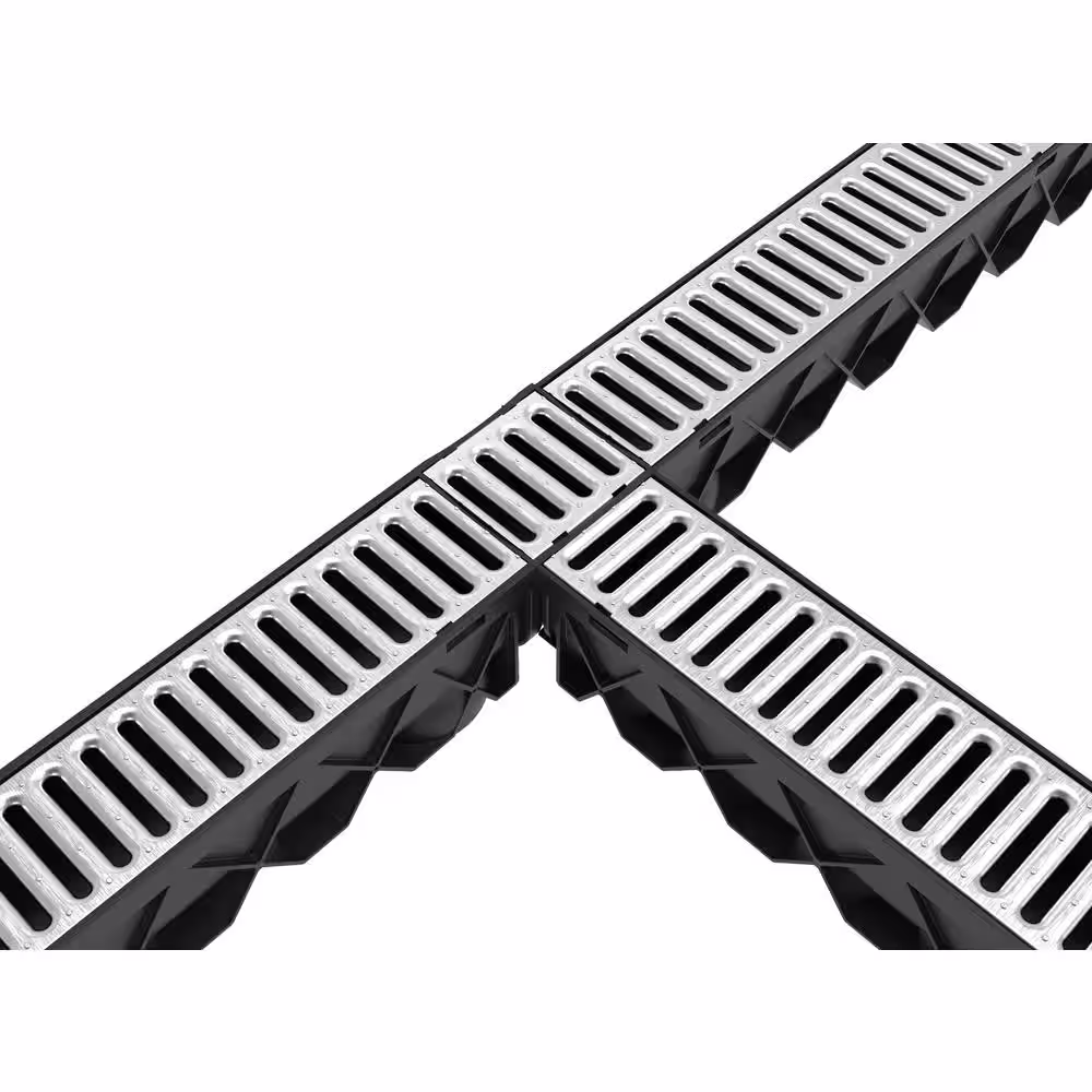 RELN Storm Drain 5 in. x 5 in. Metal 4-Way Adapter with Galvanized Grate
