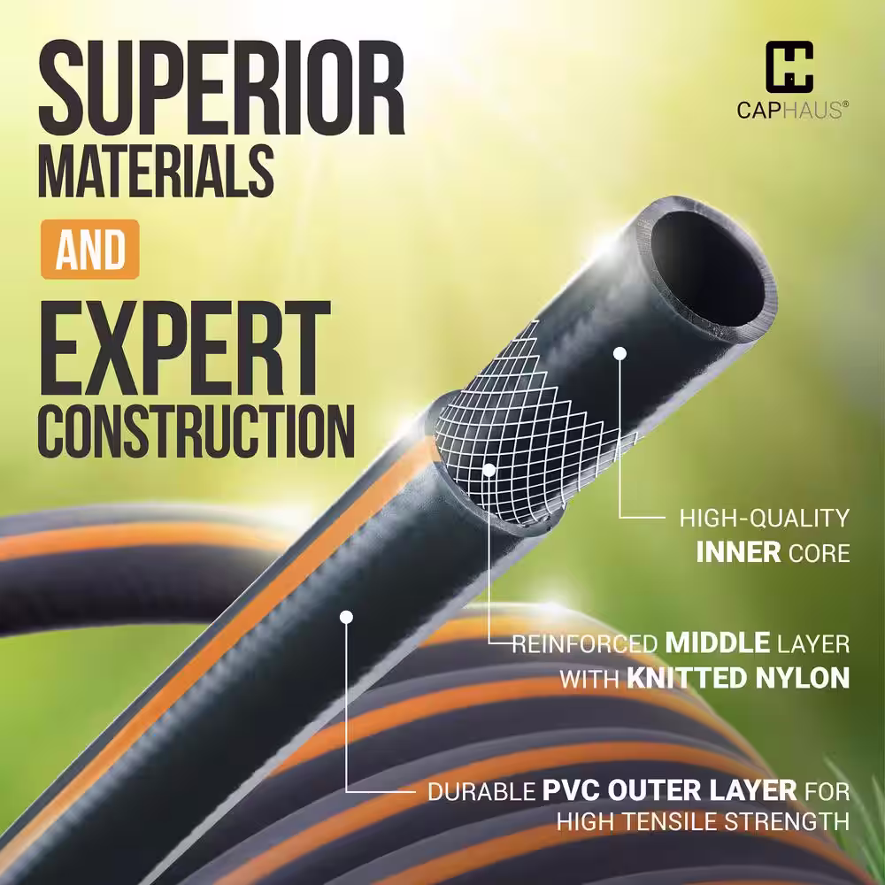 None 5/8 in. Dia. x 100 ft. Garden Hose with 3/4 in. NH Solid Brass Fittings, Leak-Proof Construction