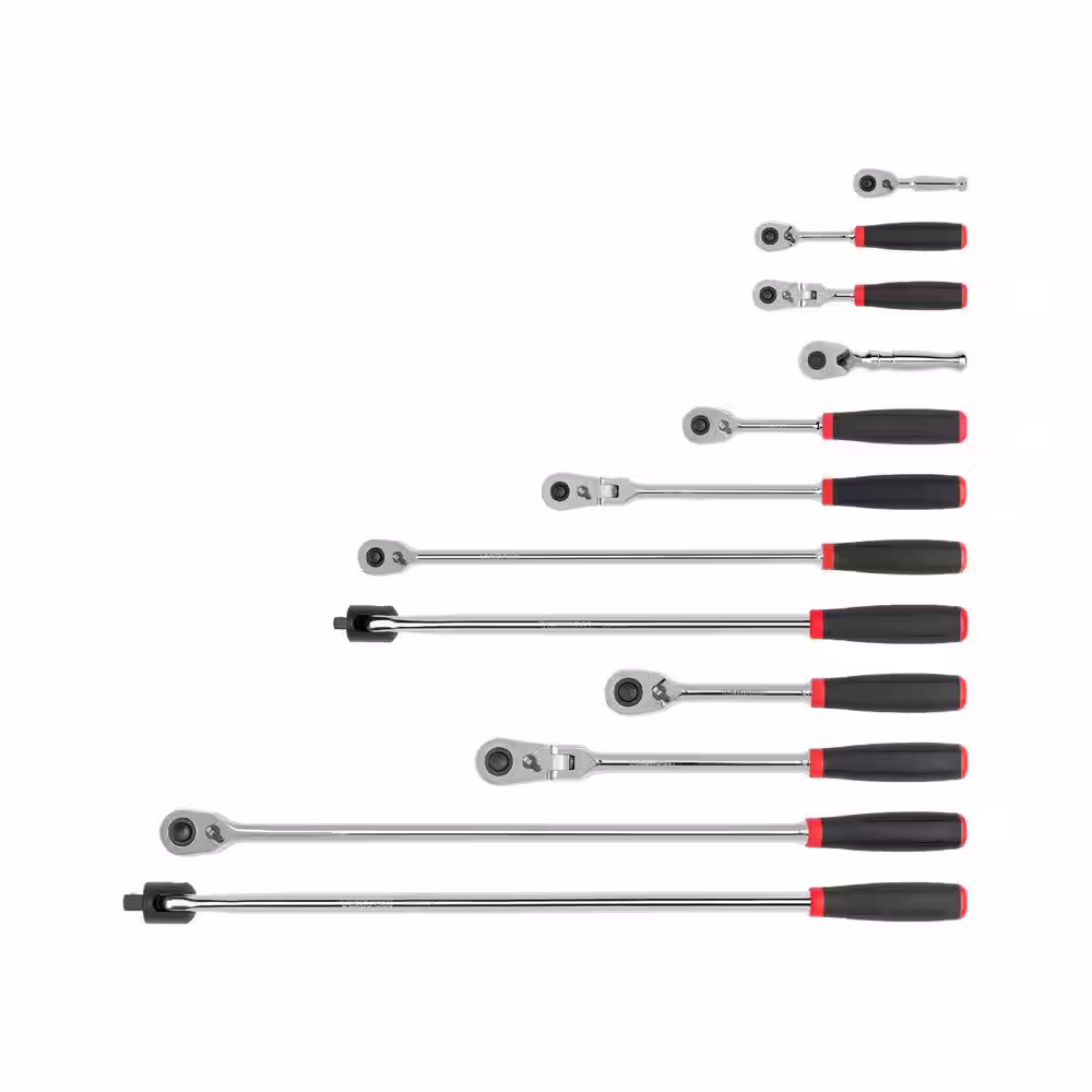TEKTON 1/4 in., 3/8 in., 1/2 in. Drive Quick-Release Comfort Grip Ratchet and Breaker Bar Set (12-Piece)