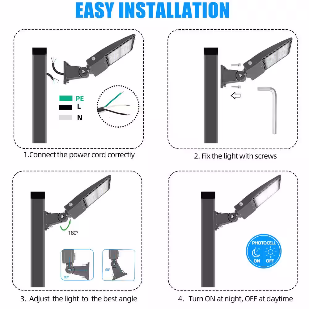 None Outdoor 1500- Watt Equivalent Integrated LED Bronze Parking Lot Lighting Features Area Light 5500K