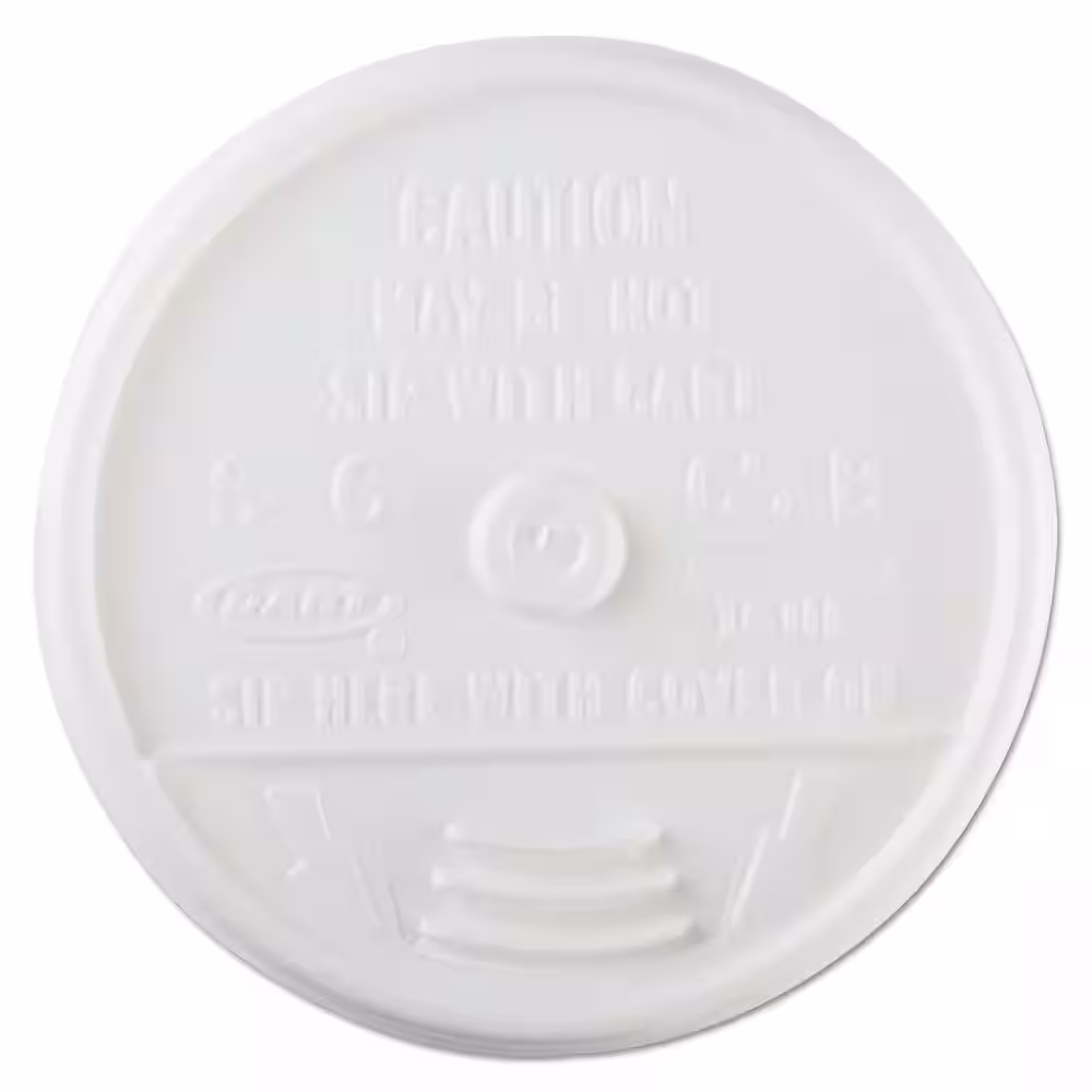 DART White Disposable Plastic Cup Lids, Fits 12 oz. to 24 oz. Hot/Cold Foam Cups, Sip-Thru Lid, 100/Pack, 10 Packs/Carton