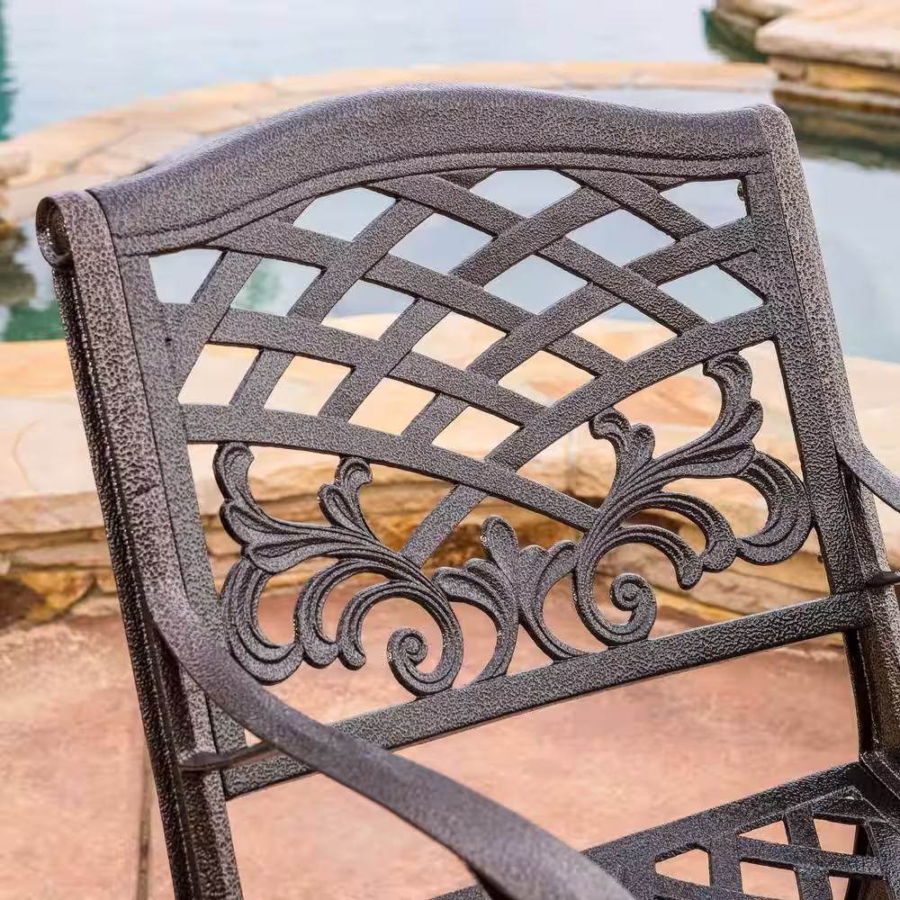 Noble House Sarasota Bronze Finish 5-Piece Cast Aluminum Circular Outdoor Dining Set