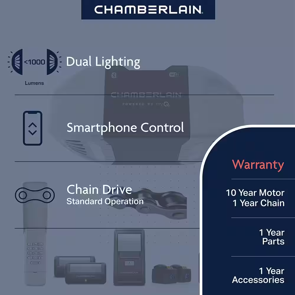 Chamberlain 1/2 HP Chain Drive Smart Garage Door Opener
