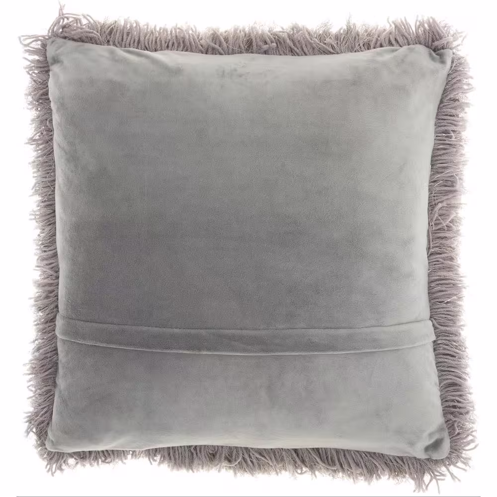 Mina Victory Lifestyles Charcoal Shag 20 in. x 20 in. Throw Pillow